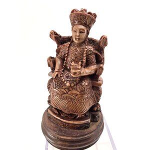 Chinese Emperor Carved Resin Asian Figurine Of Royalty Intricate Details je226